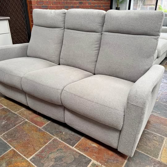 Light Grey 3-Seater Recliner Sofa