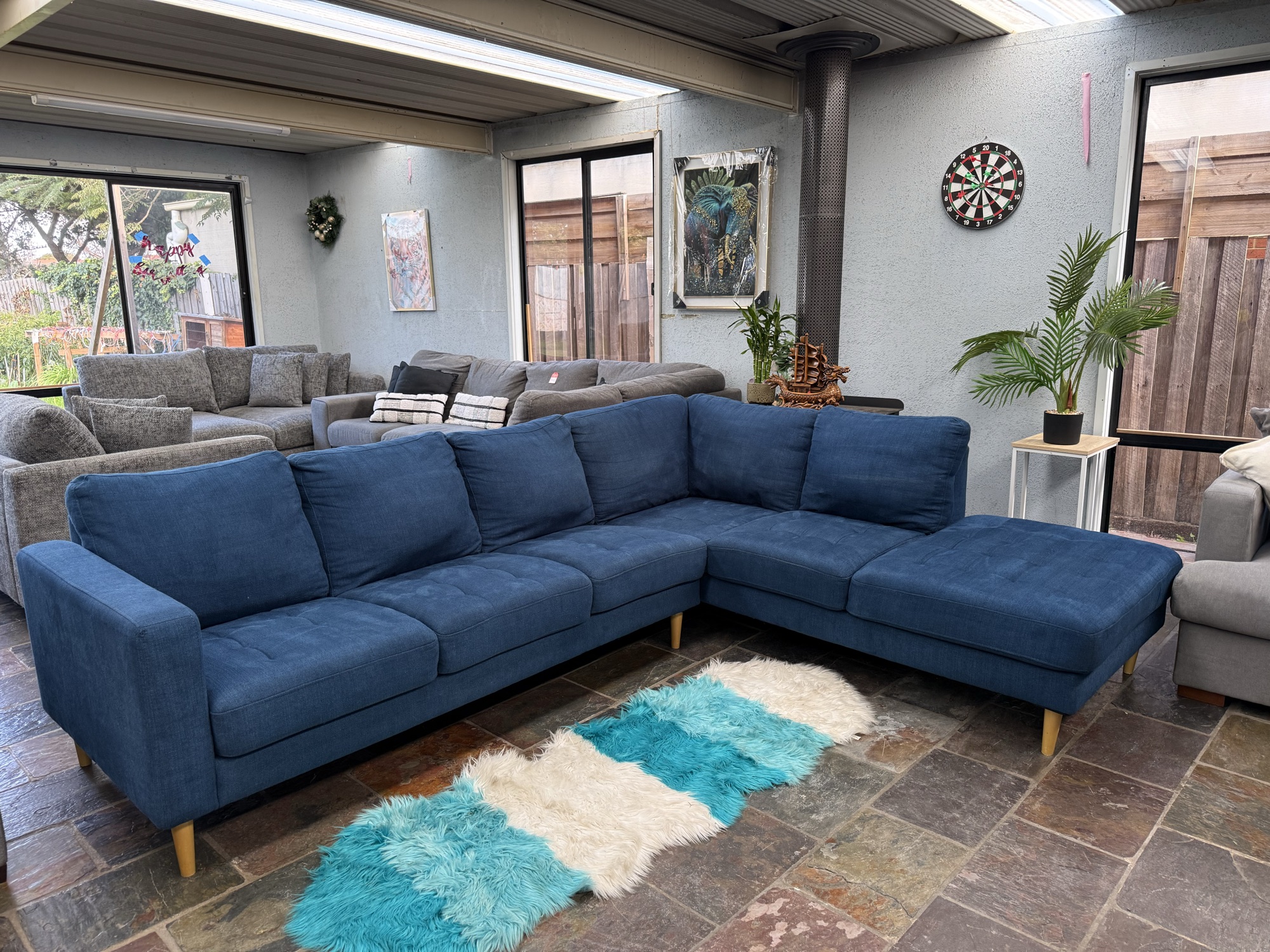 Large L-Shaped Corner Sofa with Chaise — Professionally Cleaned