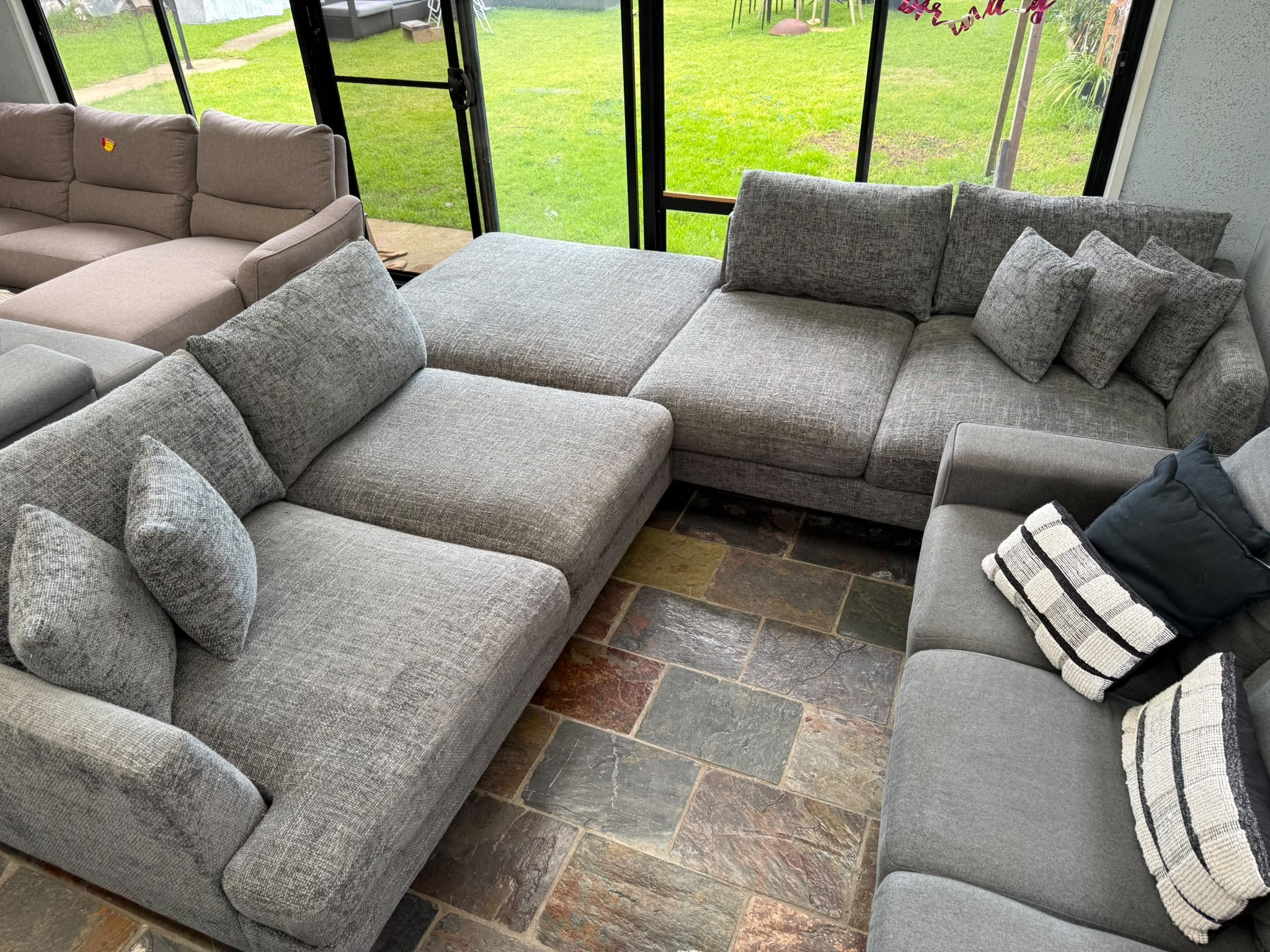 U-Shaped Modular Sofa — Professionally Cleaned