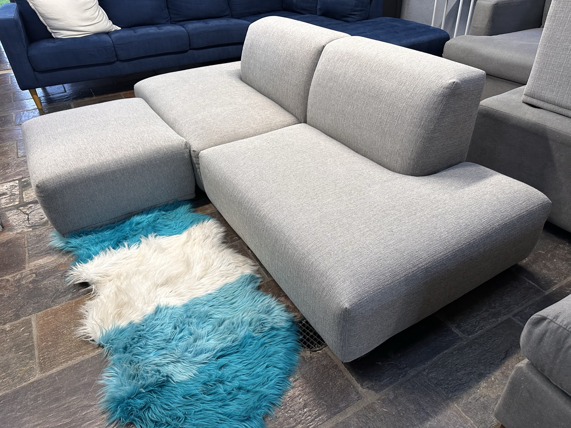 2-Seater Modular Sofa with Ottoman — Professionally Cleaned