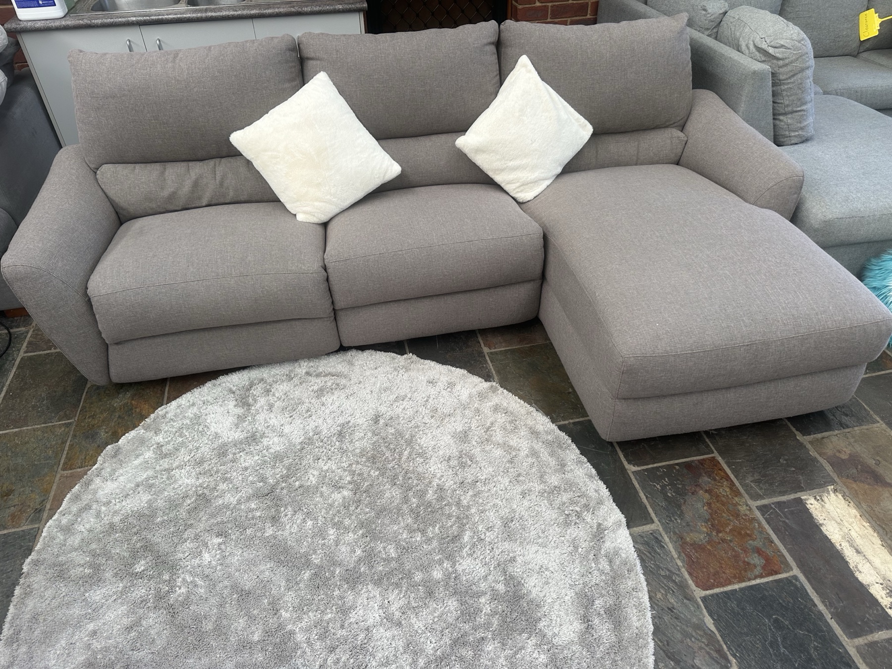 Professionally Cleaned Greige Electric Recliner Sofa with Chaise | Free Delivery* photo 2